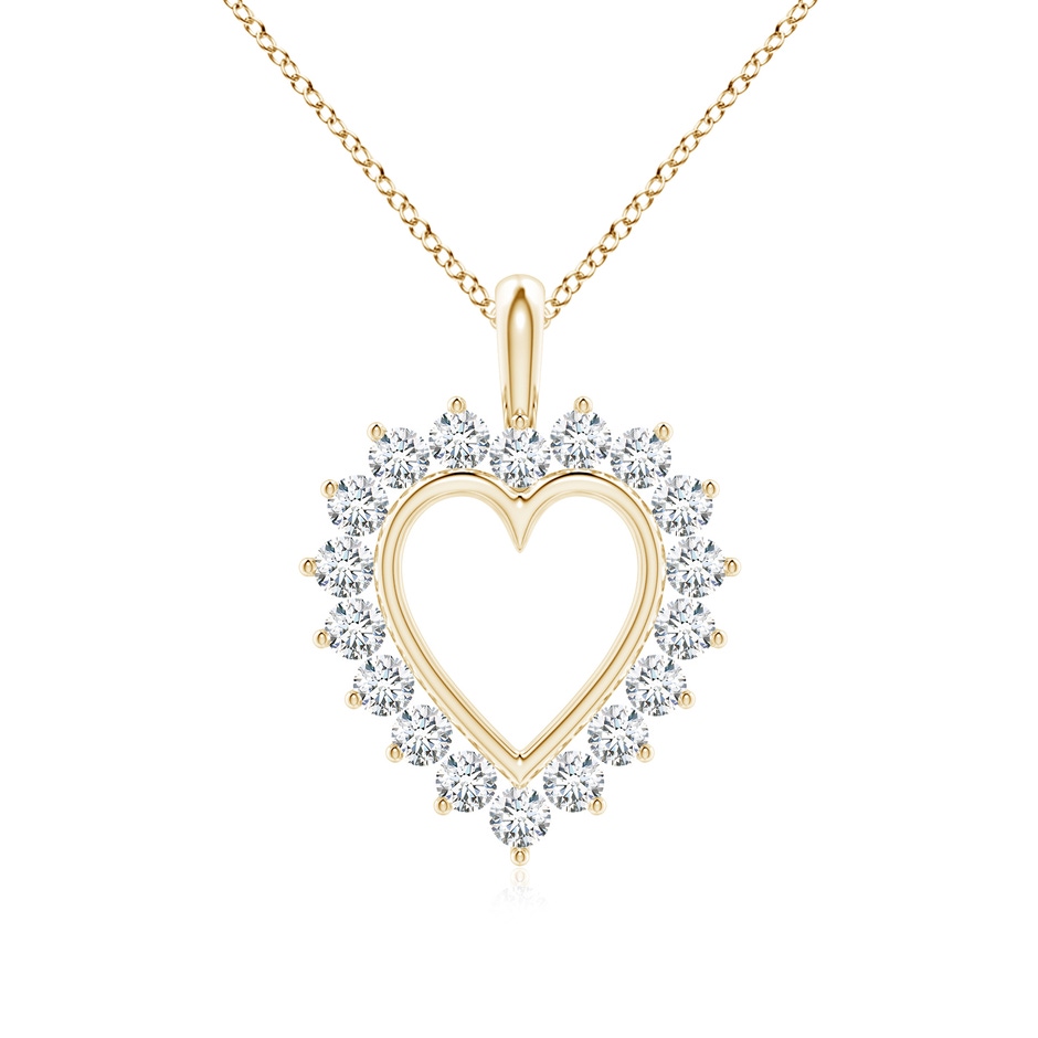 2mm FGVS Lab-Grown-Diamond Open Heart V-Bale Pendant in Yellow Gold 