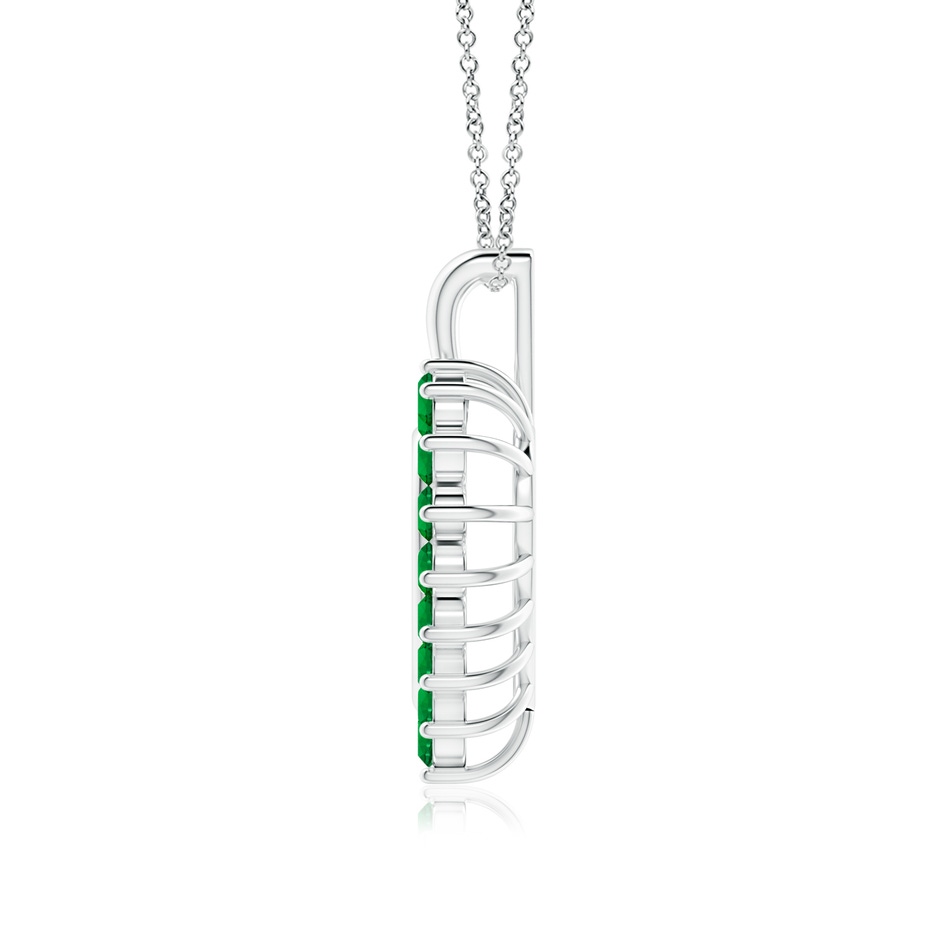 2mm Labgrown Lab-Grown-Emerald Open Heart V-Bale Pendant in White Gold side 199