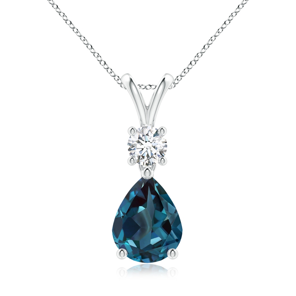 9x7mm Labgrown Pear-Shaped Lab-Grown Alexandrite V-Bale Pendant in White Gold