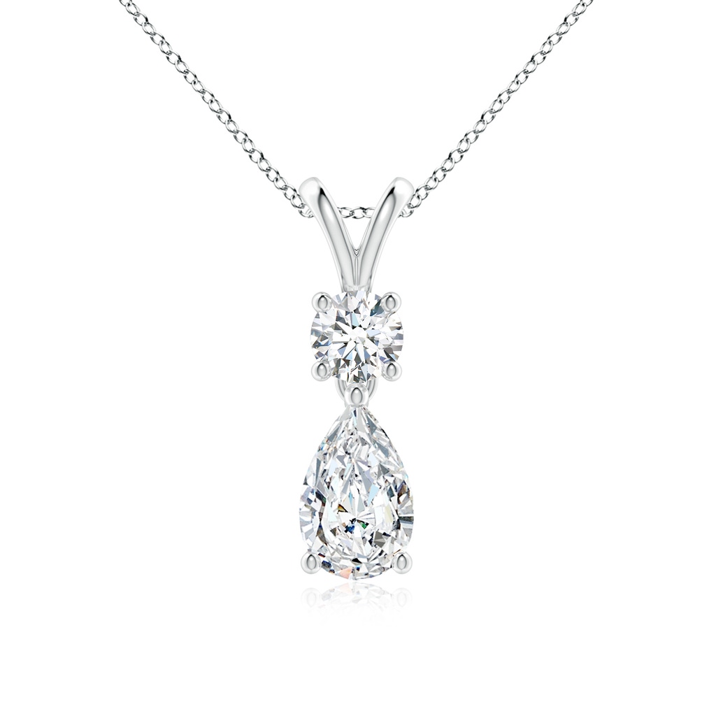 8x5mm FGVS Lab-Grown Pear-Shaped Diamond V-Bale Pendant in White Gold