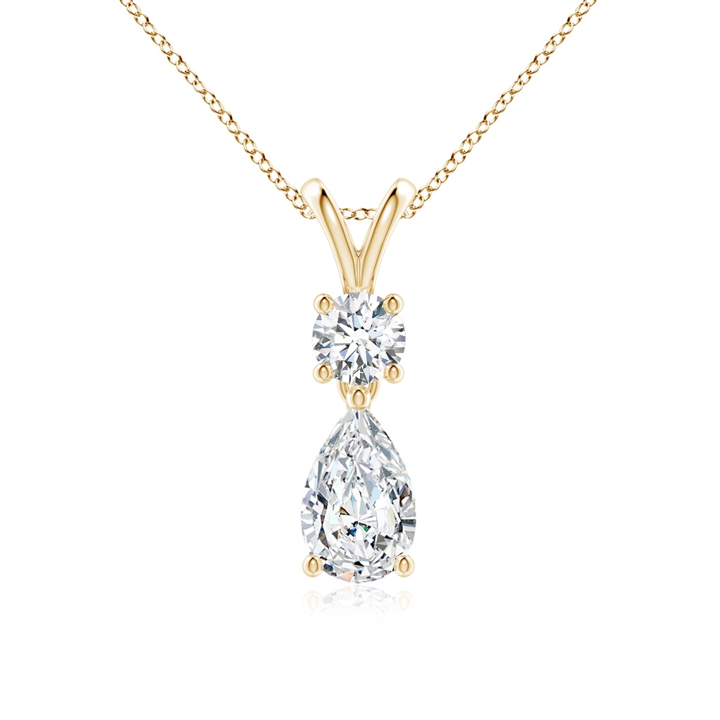 8x5mm FGVS Lab-Grown Pear-Shaped Diamond V-Bale Pendant in Yellow Gold