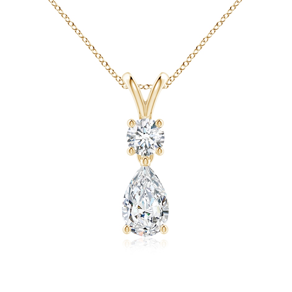 8x5mm FGVS Lab-Grown Pear-Shaped Diamond V-Bale Pendant in Yellow Gold 