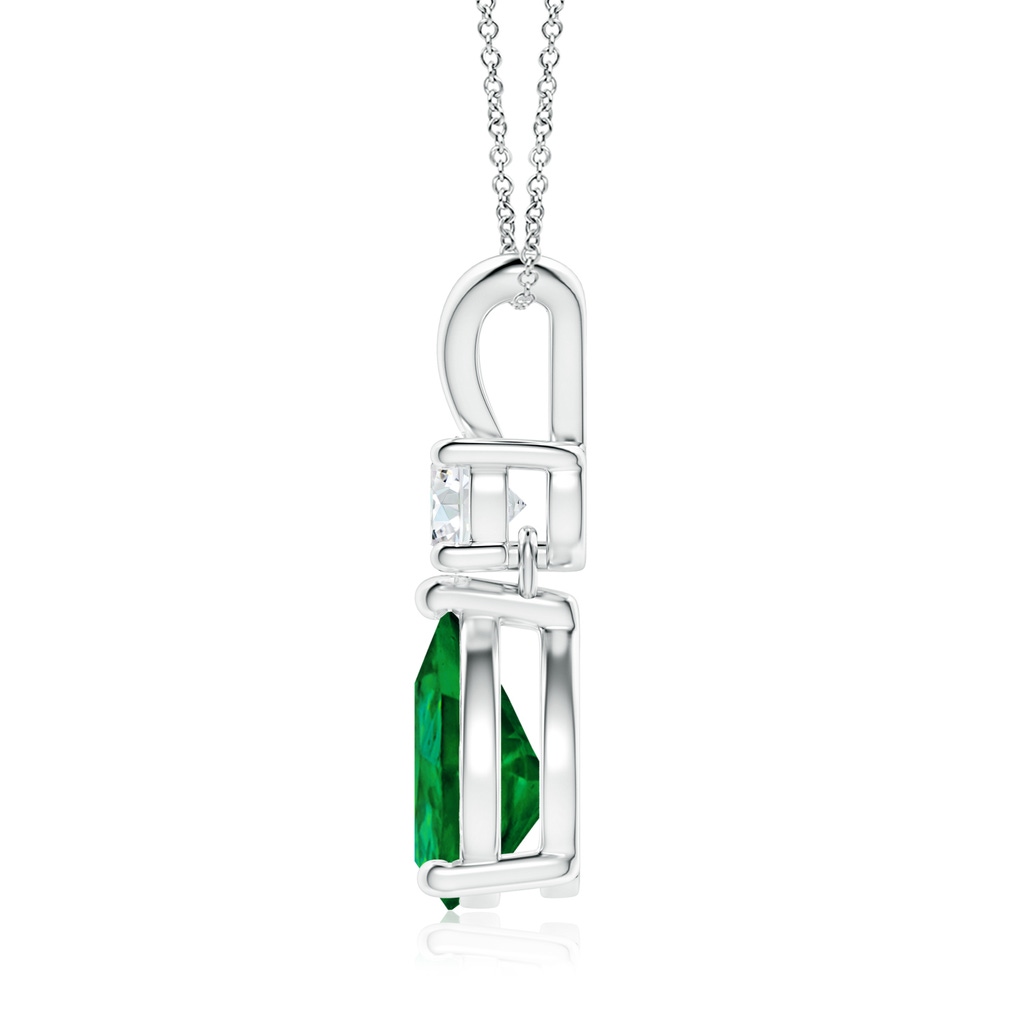 9x7mm Labgrown Lab-Grown Pear-Shaped Emerald V-Bale Pendant in White Gold Side 199