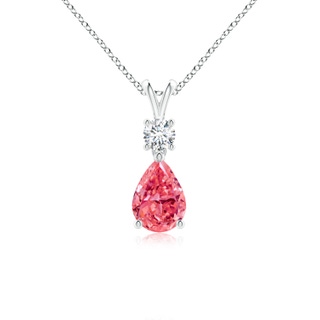 7x5mm Labgrown Pear-Shaped Lab-Grown Fancy Intense Pink Diamond V-Bale Pendant in White Gold