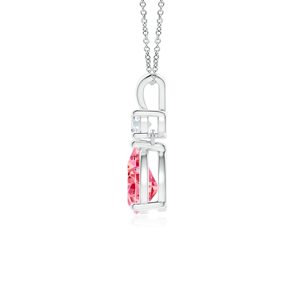 7x5mm Labgrown Pear-Shaped Lab-Grown Fancy Intense Pink Diamond V-Bale Pendant in White Gold side 199