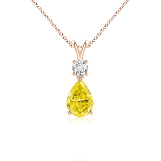 7x5mm Labgrown Pear-Shaped Lab-Grown Fancy Intense Yellow Diamond V-Bale Pendant in 10K Rose Gold