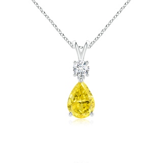 7x5mm Labgrown Pear-Shaped Lab-Grown Fancy Intense Yellow Diamond V-Bale Pendant in White Gold