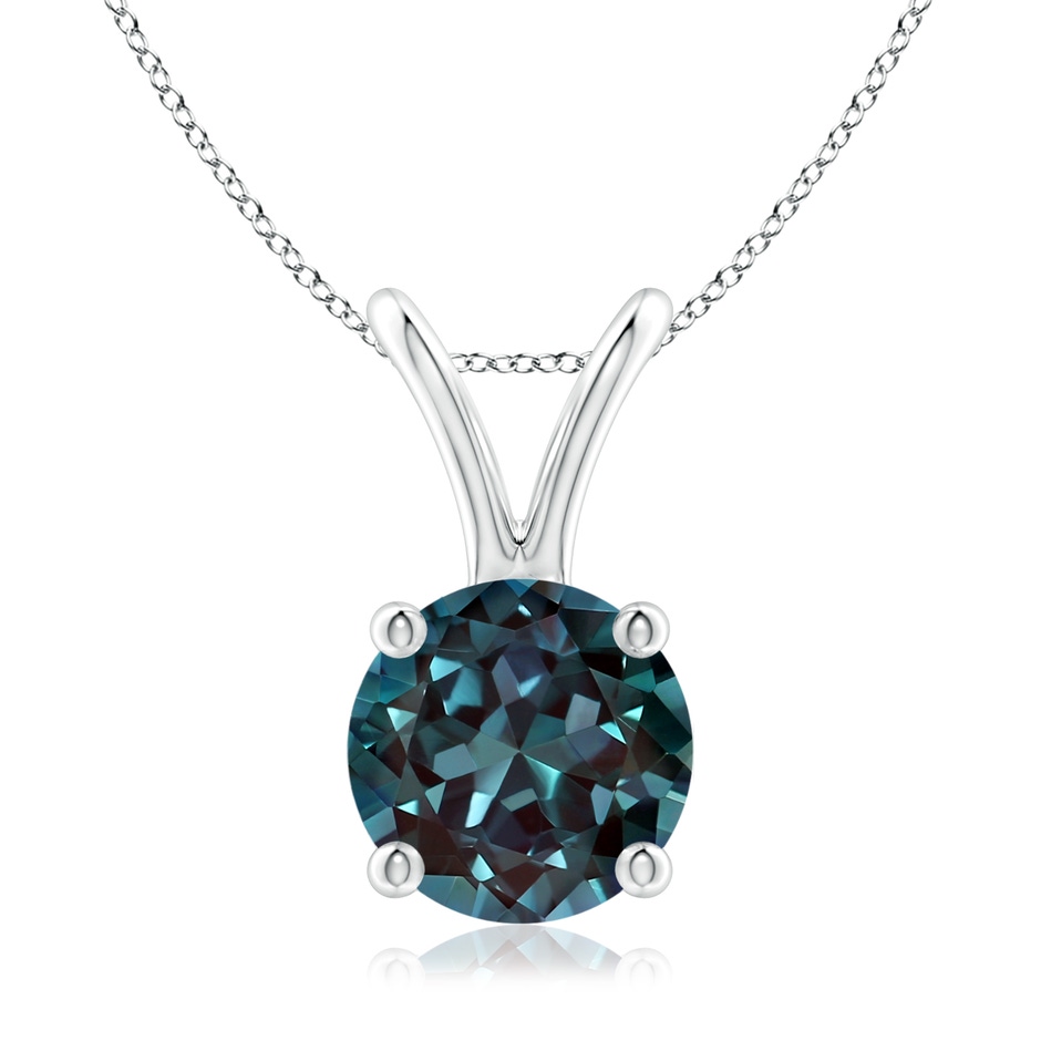 7mm Labgrown Round Lab-Grown Alexandrite Solitaire V-Bale Pendant in 18K White Gold 
