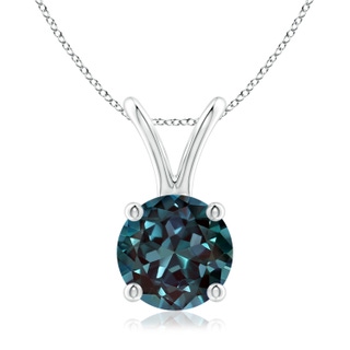 7mm Labgrown Round Lab-Grown Alexandrite Solitaire V-Bale Pendant in P950 Platinum