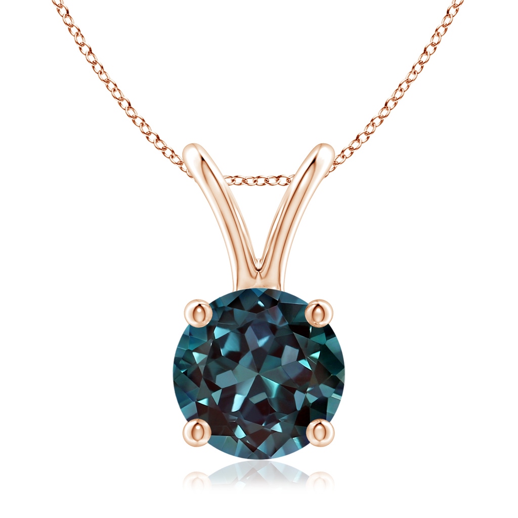 7mm Labgrown Round Lab-Grown Alexandrite Solitaire V-Bale Pendant in Rose Gold