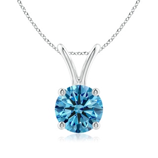 6.4mm Labgrown Round Lab-Grown Fancy Intense Blue Diamond Solitaire V-Bale Pendant in P950 Platinum