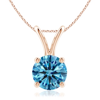 8.1mm Labgrown Round Lab-Grown Fancy Intense Blue Diamond Solitaire V-Bale Pendant in Rose Gold