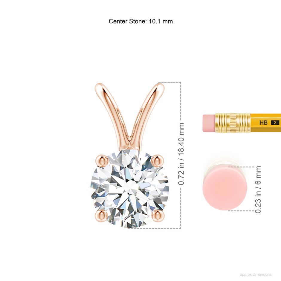 10.1mm FGVS Lab-Grown Round Diamond Solitaire V-Bale Pendant in Rose Gold ruler