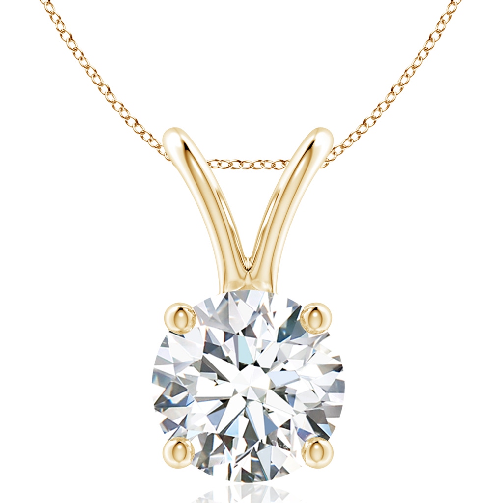 10.1mm FGVS Lab-Grown Round Diamond Solitaire V-Bale Pendant in Yellow Gold
