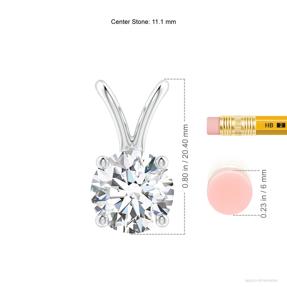 11.1mm FGVS Lab-Grown Round Diamond Solitaire V-Bale Pendant in P950 Platinum ruler