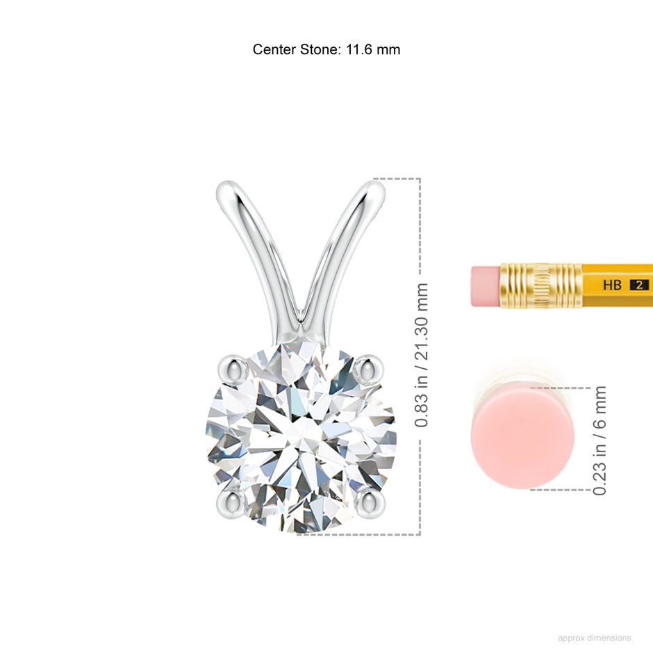 11.6mm FGVS Lab-Grown Round Diamond Solitaire V-Bale Pendant in P950 Platinum ruler