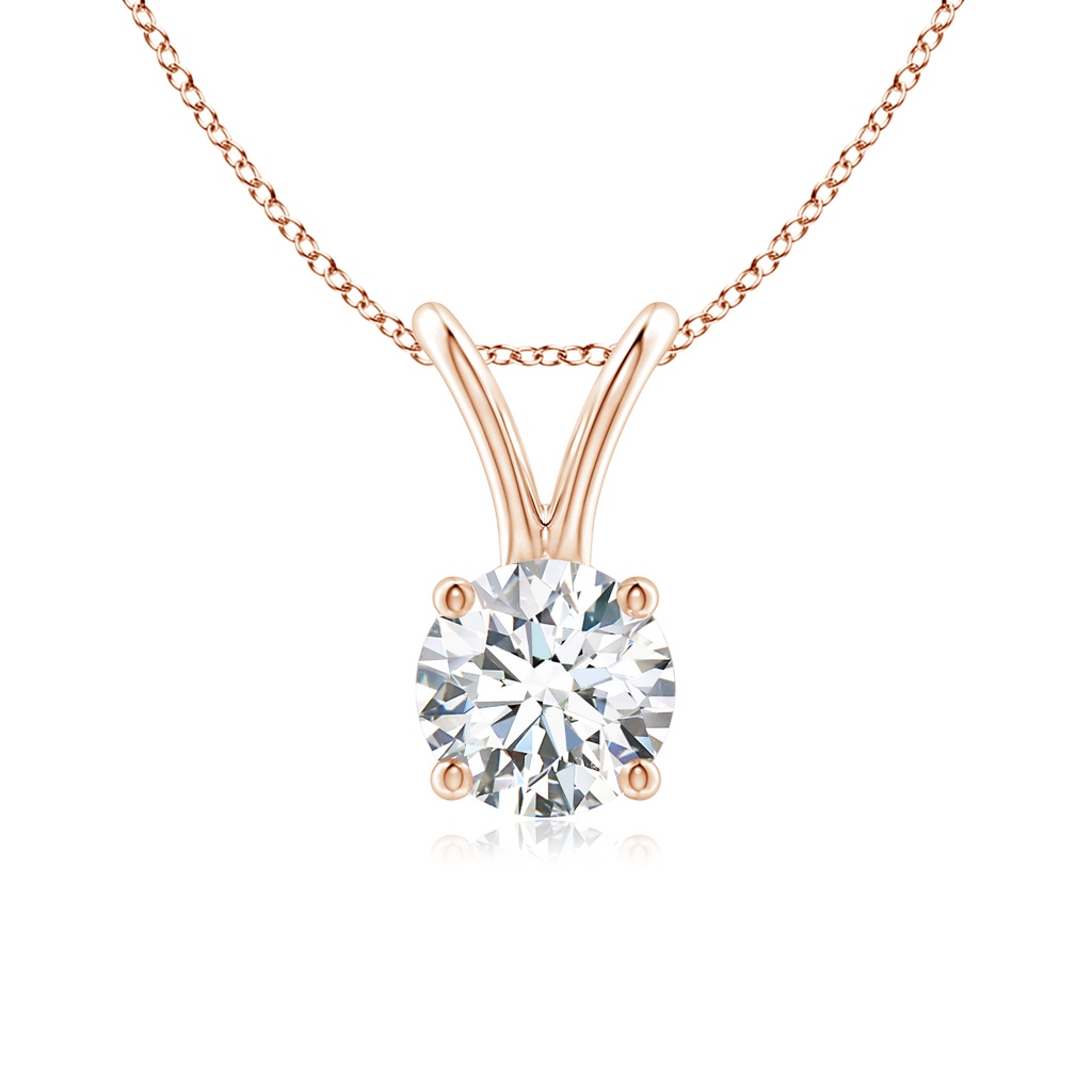 5.1mm FGVS Lab-Grown Round Diamond Solitaire V-Bale Pendant in Rose Gold
