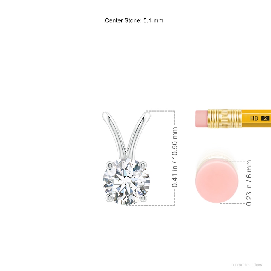 5.1mm FGVS Lab-Grown Round Diamond Solitaire V-Bale Pendant in White Gold ruler