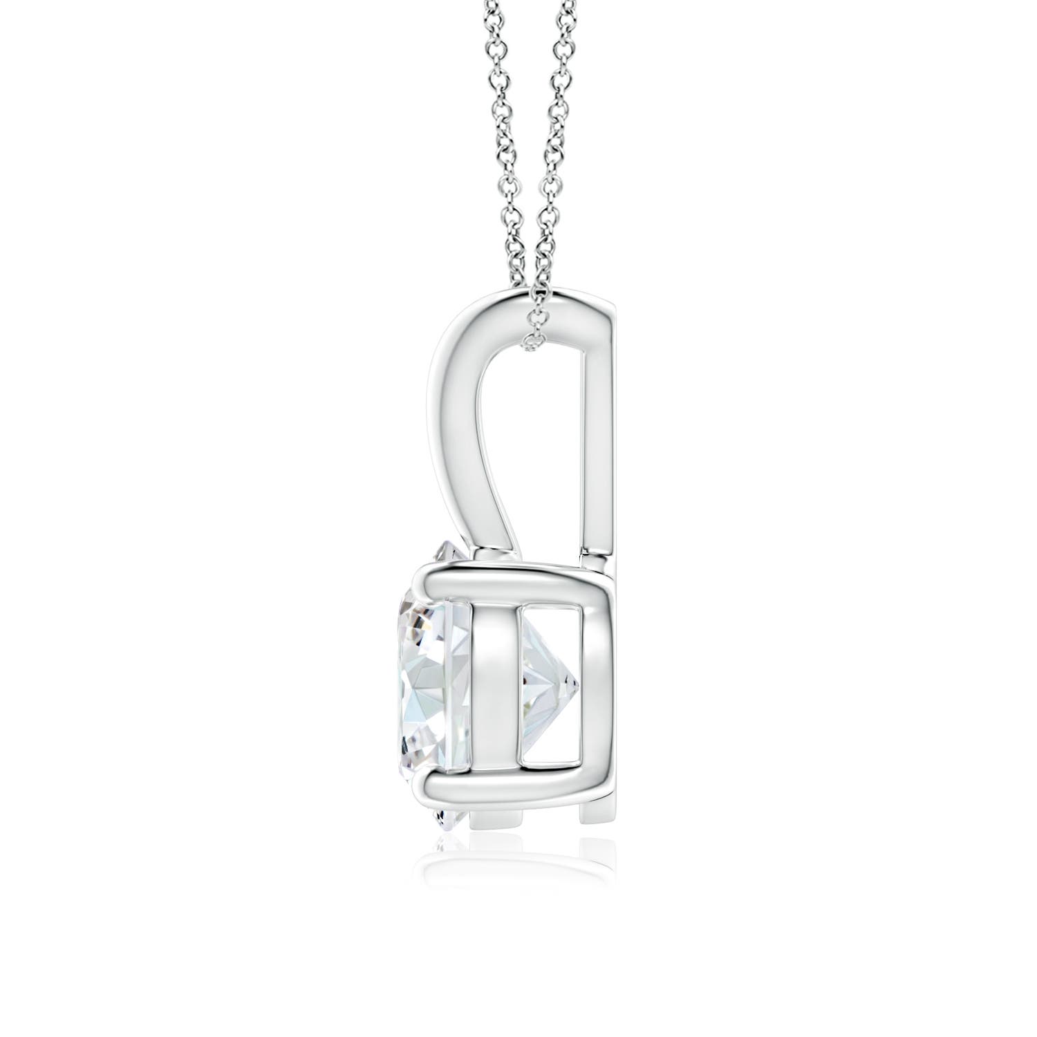 5.9mm FGVS Prong-Set Round Lab-Grown Diamond Solitaire V-Bale Pendant in 18K White Gold
