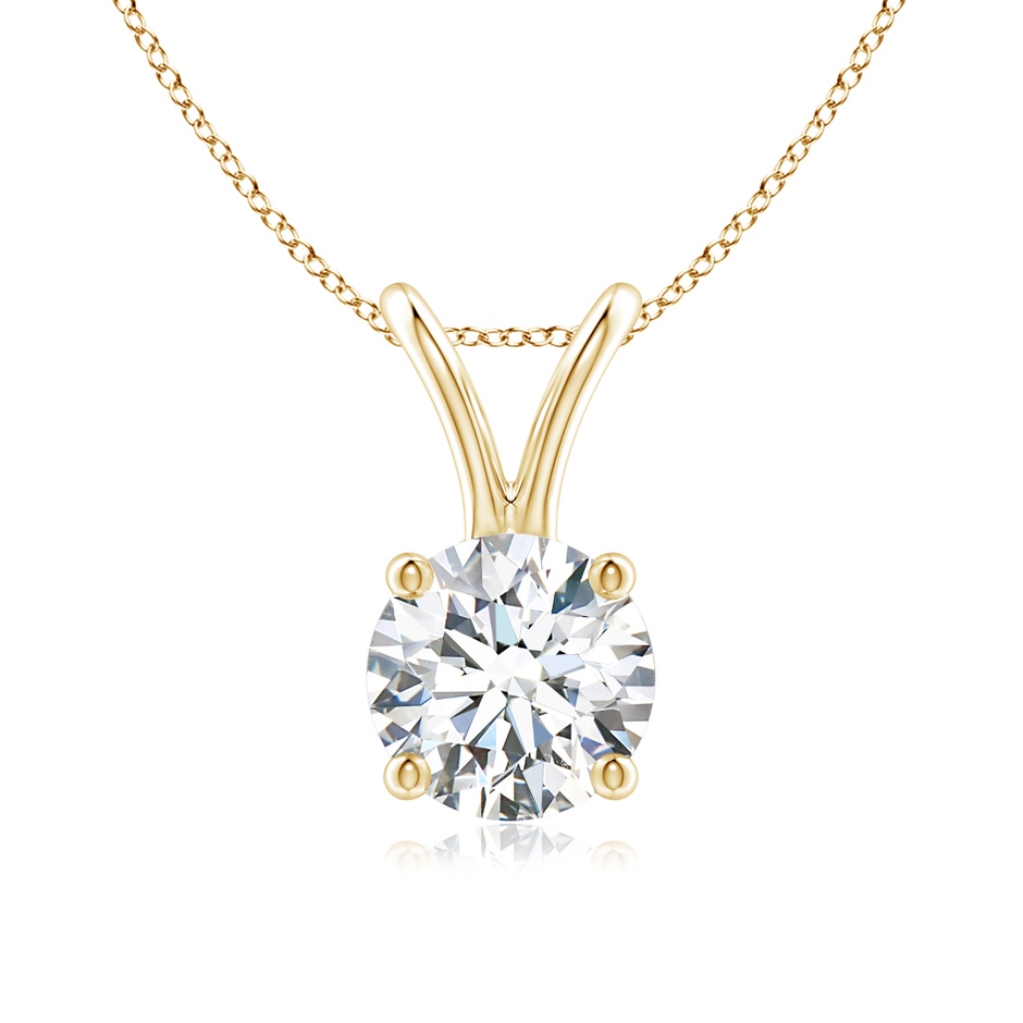 5.9mm FGVS Lab-Grown Round Diamond Solitaire V-Bale Pendant in 18K Yellow Gold 