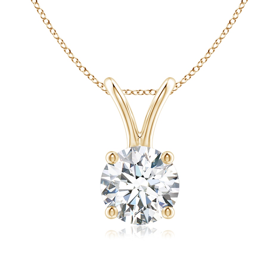 5.9mm FGVS Lab-Grown Round Diamond Solitaire V-Bale Pendant in Yellow Gold 