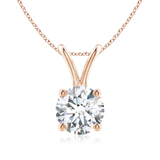 6.4mm FGVS Lab-Grown Round Diamond Solitaire V-Bale Pendant in 10K Rose Gold