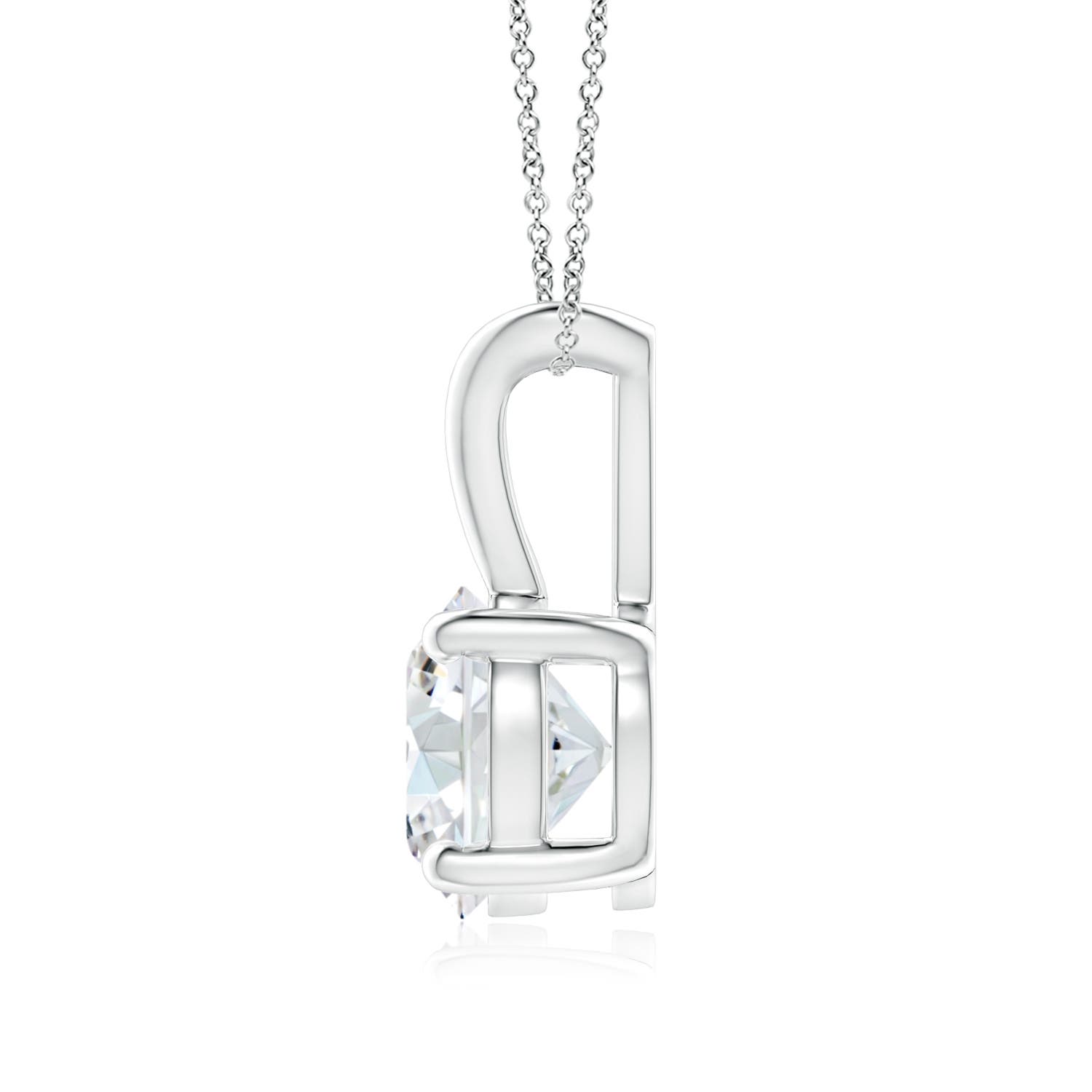 6.4mm FGVS Prong-Set Round Lab-Grown Diamond Solitaire V-Bale Pendant in P950 Platinum - side 5