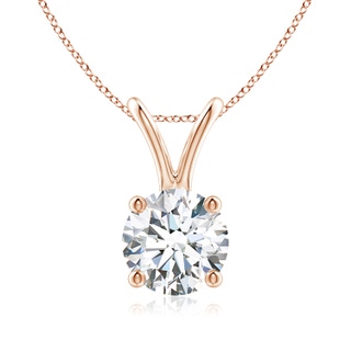 6.4mm FGVS Lab-Grown Round Diamond Solitaire V-Bale Pendant in Rose Gold