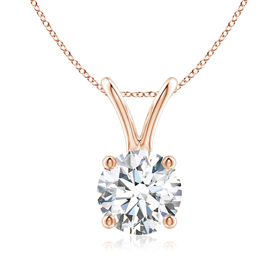 6.4mm FGVS Lab-Grown Round Diamond Solitaire V-Bale Pendant in Rose Gold 
