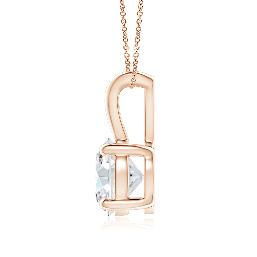 6.4mm FGVS Lab-Grown Round Diamond Solitaire V-Bale Pendant in Rose Gold - side 199
