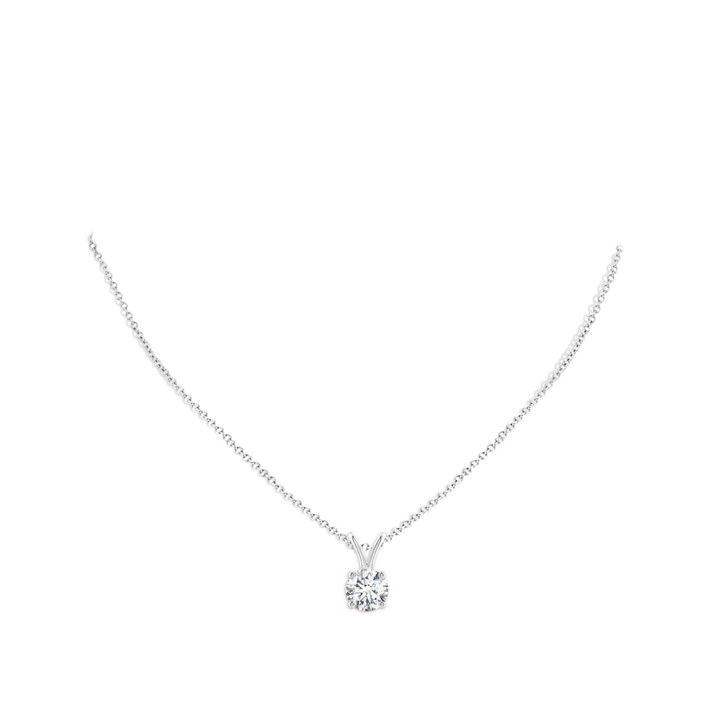 6.4mm FGVS Lab-Grown Round Diamond Solitaire V-Bale Pendant in White Gold pen