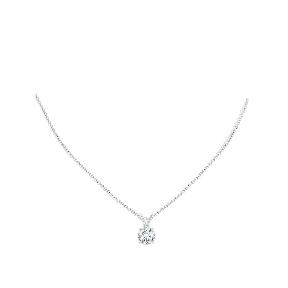 6.4mm FGVS Lab-Grown Round Diamond Solitaire V-Bale Pendant in White Gold pen