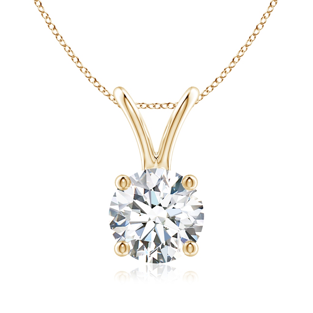 6.4mm FGVS Lab-Grown Round Diamond Solitaire V-Bale Pendant in Yellow Gold