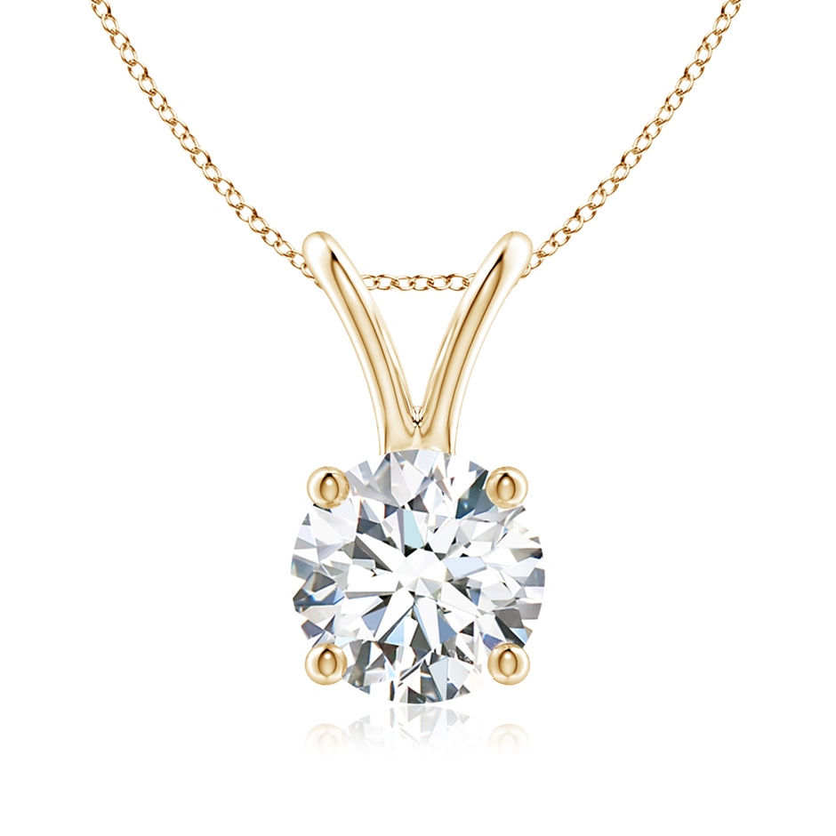 6.4mm FGVS Lab-Grown Round Diamond Solitaire V-Bale Pendant in Yellow Gold 