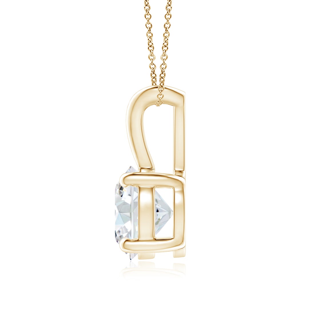 6.4mm FGVS Prong-Set Round Lab-Grown Diamond Solitaire V-Bale Pendant in Yellow Gold - side 5