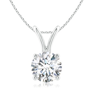 7mm FGVS Lab-Grown Round Diamond Solitaire V-Bale Pendant in White Gold