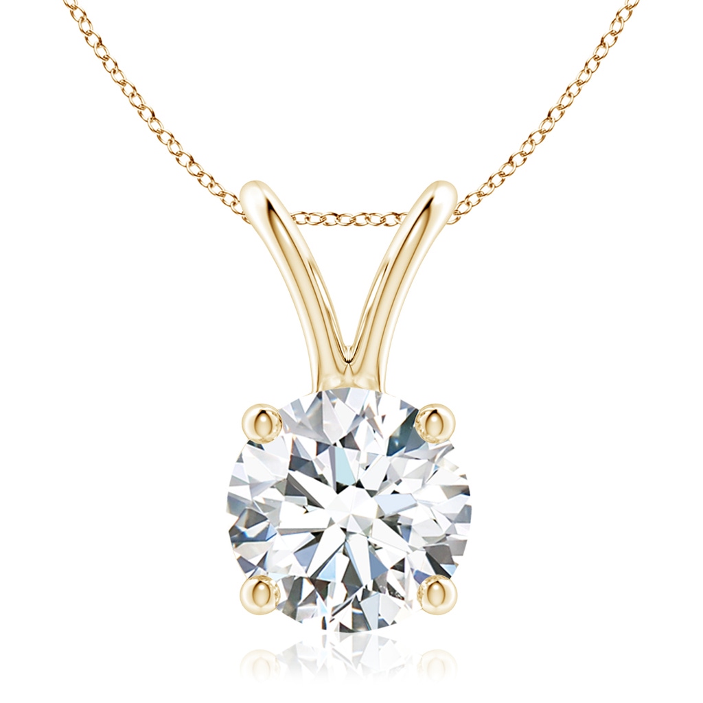 8.1mm FGVS Lab-Grown Round Diamond Solitaire V-Bale Pendant in Yellow Gold