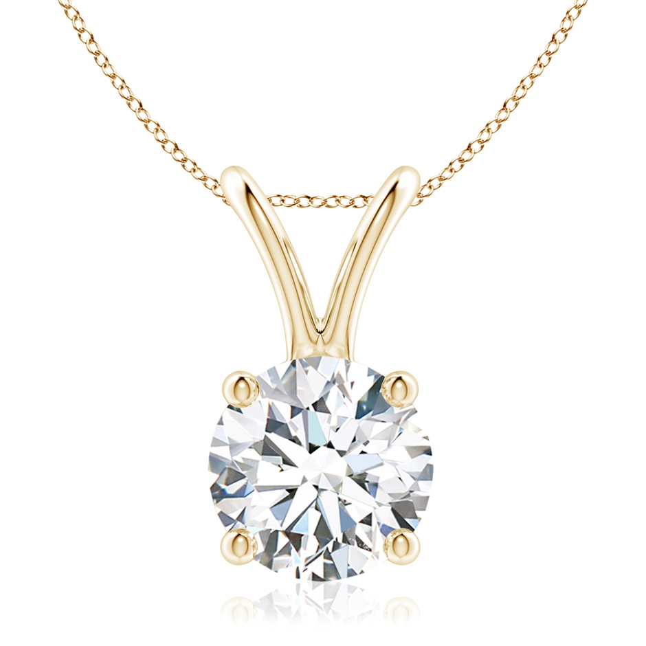 8.1mm FGVS Lab-Grown Round Diamond Solitaire V-Bale Pendant in Yellow Gold 
