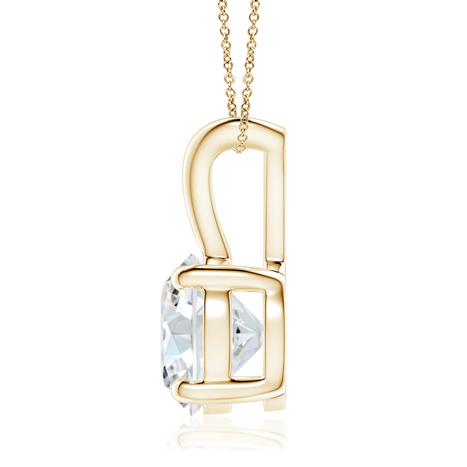 8.1mm FGVS Prong-Set Round Lab-Grown Diamond Solitaire V-Bale Pendant in Yellow Gold