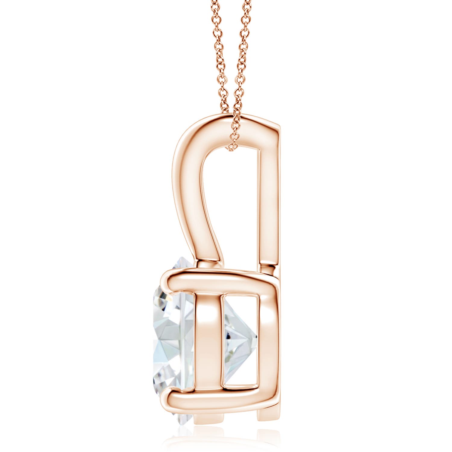 9.4mm FGVS Prong-Set Round Lab-Grown Diamond Solitaire V-Bale Pendant in Rose Gold
