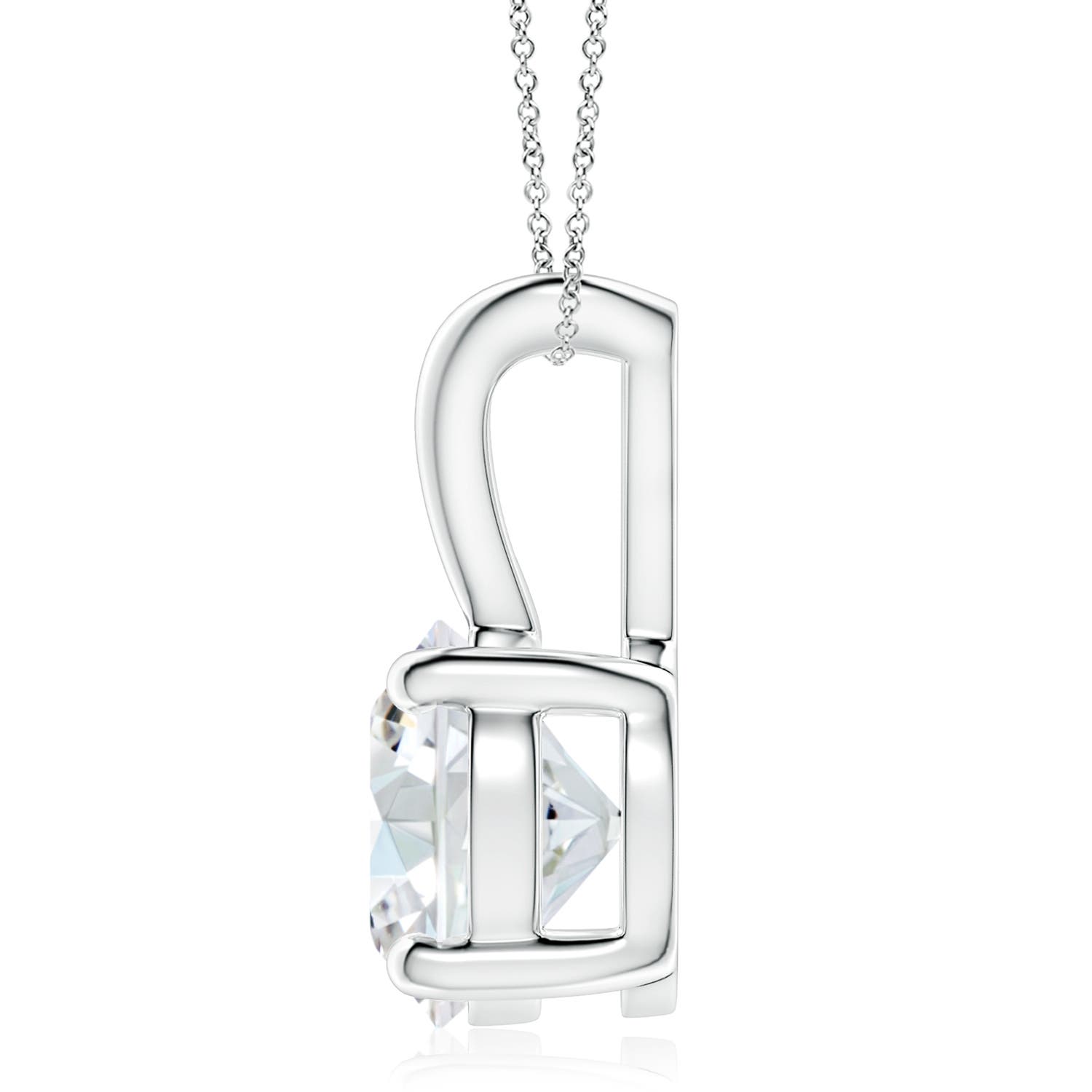 9.4mm FGVS Prong-Set Round Lab-Grown Diamond Solitaire V-Bale Pendant in White Gold
