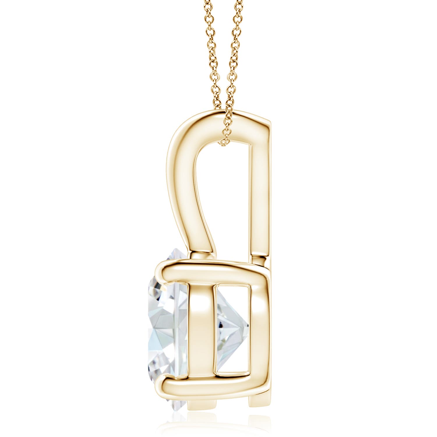9.4mm FGVS Prong-Set Round Lab-Grown Diamond Solitaire V-Bale Pendant in Yellow Gold
