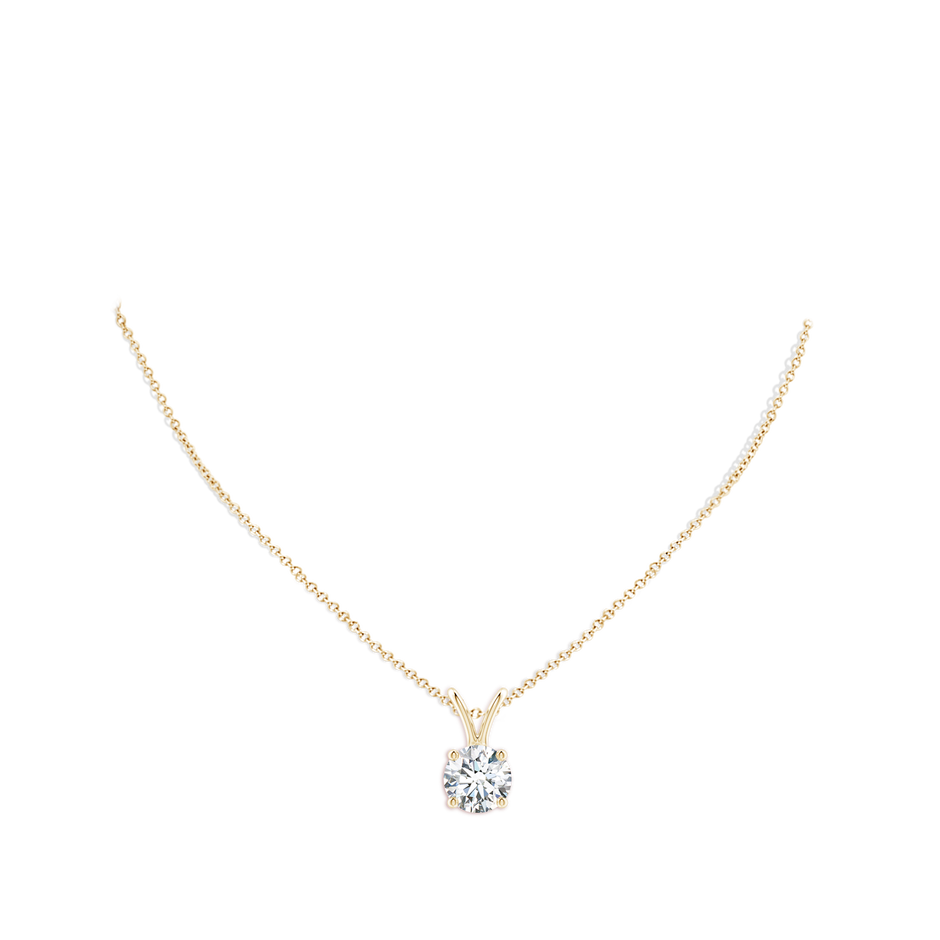 9.4mm FGVS Lab-Grown Round Diamond Solitaire V-Bale Pendant in Yellow Gold pen