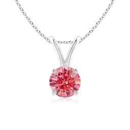 Solitaire Platinum Lab Grown Pink Diamond Necklaces & Pendants