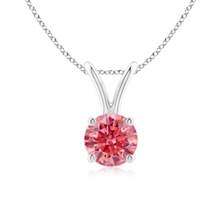 5.1mm Labgrown Round Lab-Grown Fancy Intense Pink Diamond Solitaire V-Bale Pendant in P950 Platinum