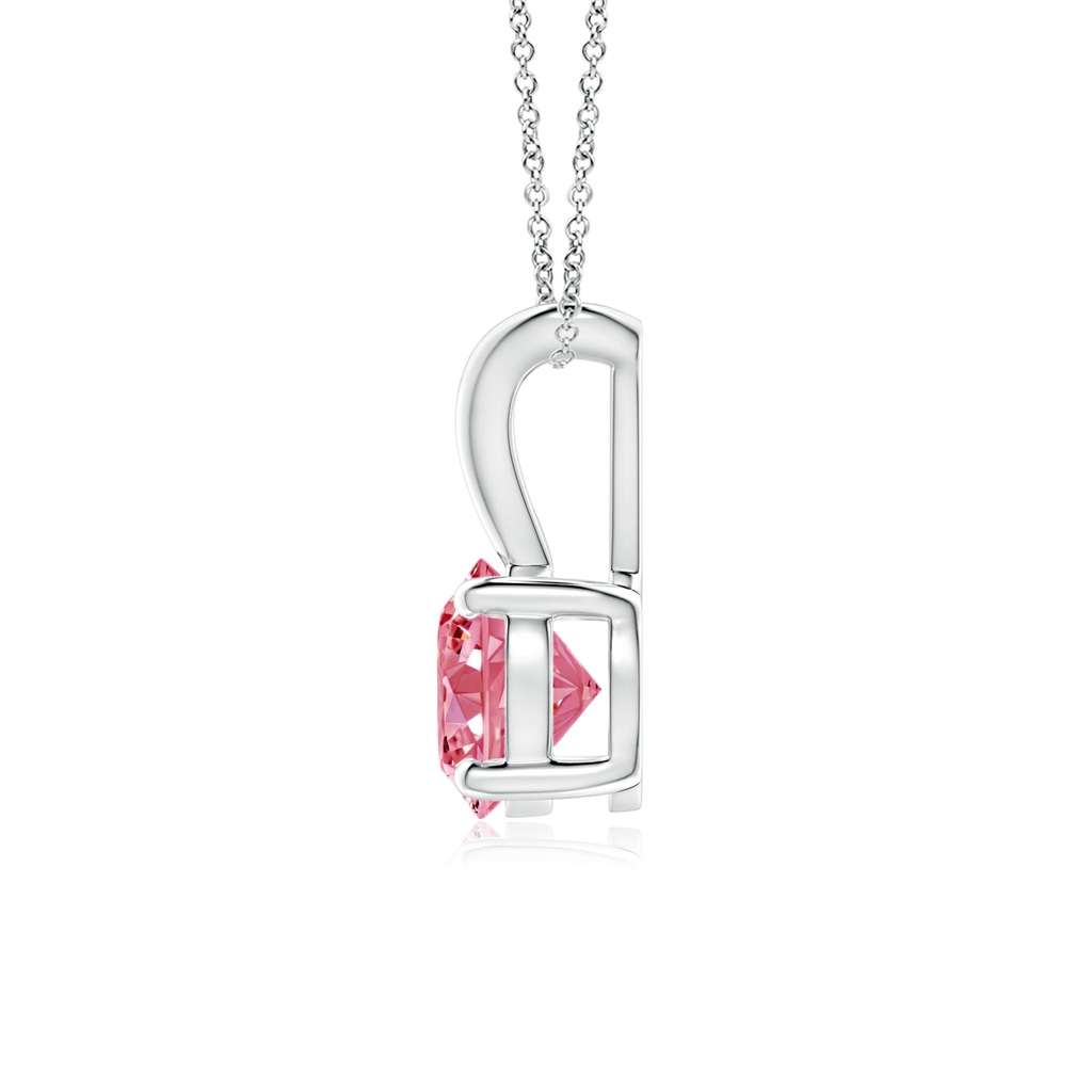 5.1mm Labgrown Round Lab-Grown Fancy Intense Pink Diamond Solitaire V-Bale Pendant in P950 Platinum - side 199