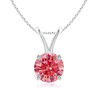 6.4mm Labgrown Round Lab-Grown Fancy Intense Pink Diamond Solitaire V-Bale Pendant in P950 Platinum