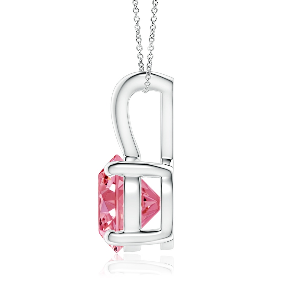 8.1mm Labgrown Round Lab-Grown Fancy Intense Pink Diamond Solitaire V-Bale Pendant in 18K White Gold side 199