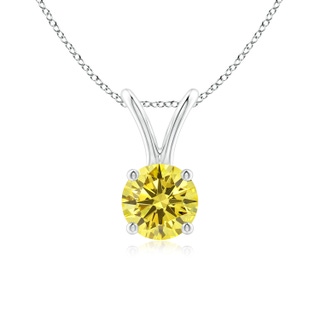 5.1mm Labgrown Round Lab-Grown Fancy Intense Yellow Diamond Solitaire V-Bale Pendant in P950 Platinum