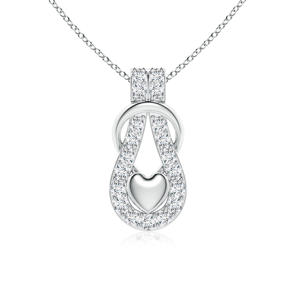 2.3mm FGVS Lab-Grown Diamond Infinity Knot Pendant with Puffed Heart in White Gold